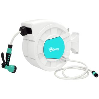 OEM Manguera Retr&aacute;ctil De Pared Con Carrete De 25+2 M Con Bloqueo Retorno Autom&aacute;tico Y Boquilla De 7 Funciones Y Giro 180&deg;