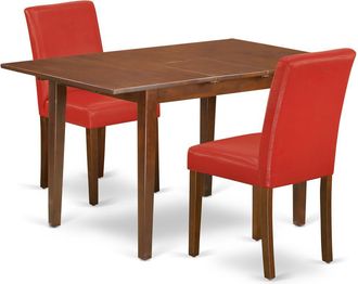 East West Furniture Dining Room Set Mahogany, MLAB3-MAH-72