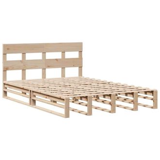 Berkfield Home Beautiful Bed Frame without Mattress 135x190 cm Double Solid Wood Pine in Light Brown