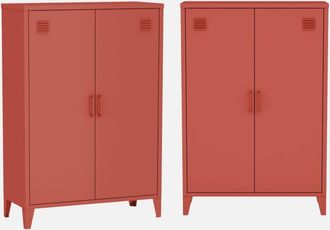 Sweeek C&oacute;moda/armario De Metal De 2 Puertas, Set De 2