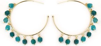 Panacea Beaded Charm Hoop Earrings in Teal at Nordstrom Rack