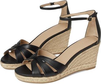 Lauren Ralph Lauren Nellie Nappa Leather Espadrille Womens Wedge Shoes Black : 9.5 B - Medium