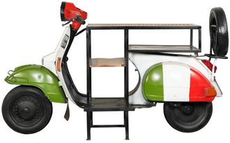 Biscottini International Biscottini - Mesa Consola De Hierro Y Madera, Vespa Reacondicionada Como Consola Para Amueblar La Casa