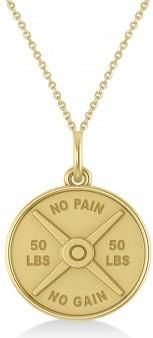 Allurez Weight Plate Charm Mens Pendant Necklace 14K Yellow Gold