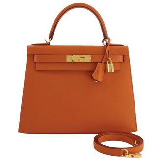 Herm&egrave;s Kelly 28 Sellier in Orange Epsom Leather with Gold Hardware