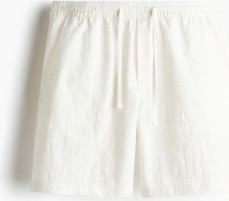 H&M Bestickte Shorts in Relaxed Fit - White
