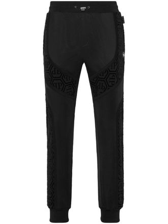 Philipp Plein logo-patch track pants - men - Cotton/Polyester - L - Black