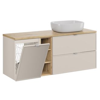 Petits Meubles Mueble lavabo 3 compartimientos cesto de ropa estratificado 140.6cm