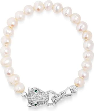 Nialaya Bracciale Panther Head - Bianco