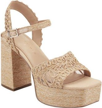 Marc Fisher Chayse Ankle Strap Platform Sandal in Light Natural at Nordstrom, Size 5.5