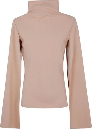 Alberta Ferretti high-neck cape-sleeve top - Neutrals