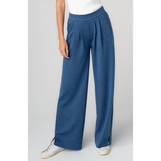 Liverpool L.A. Pleat Front Pull On Wide Leg Pants in Heathered Navy at Nordstrom, Size X-Large