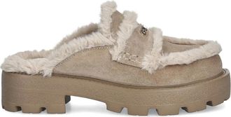 Guess Co 45 mm Yaneta muiltjes van imitatiebont met logo - Beige