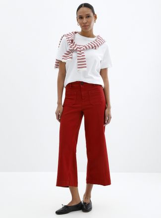 Contemporaine Womens Patch pockets stretch denim pant Fit: Wide leg, high rise