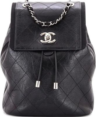 Chanel Drawstring CC Flap Quilted Aged Calfskin and Grosgrain Small backpack - Zwart