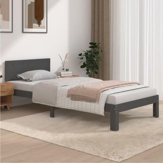 vidaXL Estructura De Cama Sin Colch&oacute;n Madera De Pino Gris 90x200 Cm Vidaxl