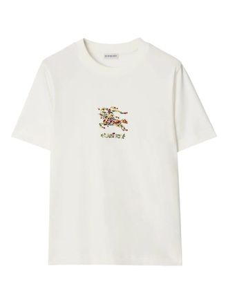 Burberry floral-embroidered T-shirt - women - Cotton - L - White