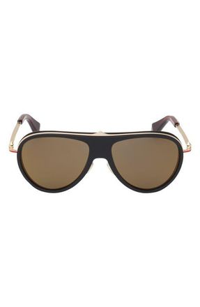 Christian Louboutin 63mm Pilot Sunglasses in Black /Gold Red Enamel at Nordstrom
