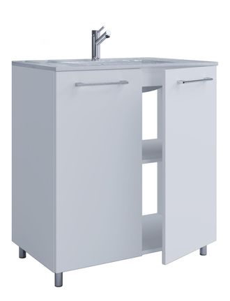 ebuy24 Ebuy24 - Vcm 2 Unids Lavabo Lavabo Gabinete Inferior Ancho 80 Cm Muebles De Ba&ntilde;o De Pie Badinos (blanco)