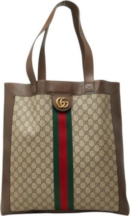 Gucci Beige Brown Pvc Leather Tote Bag (Pre-Owned)