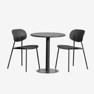Sklum Sklum - Set De Mesa Redonda (&oslash;70 Cm) Mizzi Y 2 Sillas De Jard&iacute;n Tupah