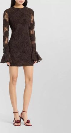 Rotate floral-embellished long-sleeve mini dress