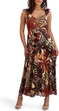 Siena My Balconia Printed Chiffon Midi Dress in Multi at Nordstrom Rack, Size 12