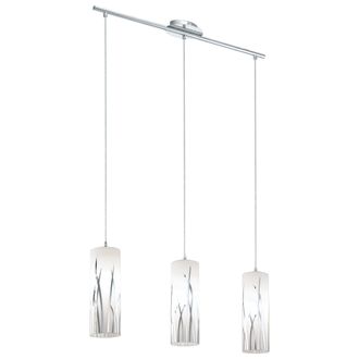 Loops Pendant Light Colour Chrome Shade White Chrome Glass Painted Bulb E27 3x60W