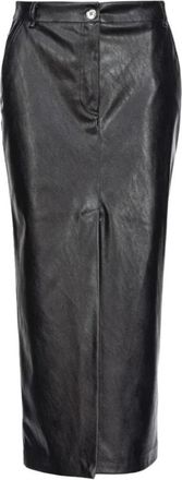 Pinko Polyester Rok met Rits- en Knoopsluiting - Dames - Midirokken - Zwart - M - Polyester - Rokken
