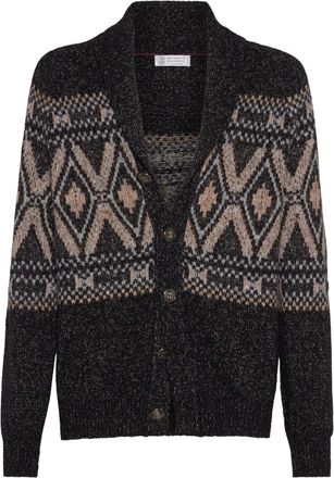 Brunello Cucinelli Cardigan con collo a scialle - Nero