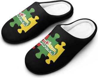 Generic Autism Awareness Mens Slippers Comfortable And Non-slip Cotton Slipper Shoe for House