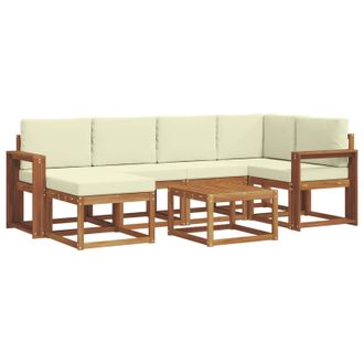 vidaXL Conjunto De Sof&aacute;s De Exterior Con Coj&iacute;n 7 Pcs Natural Y Crema Vidaxl