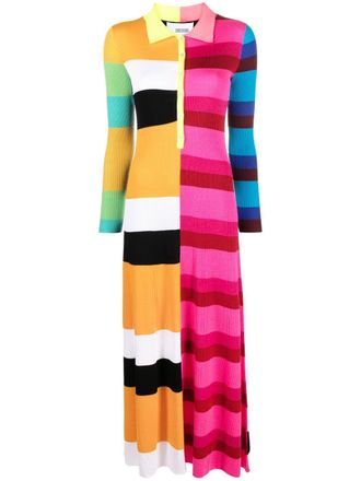 Christopher John Rogers striped polo dress - women - Rayon/Wool - S - Pink