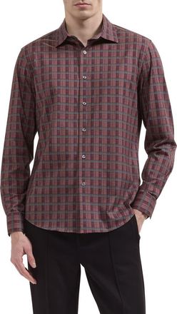 Bugatchi James OoohCotton Plaid Performance Shirt in Burgundy at Nordstrom, Size Xxx-Large