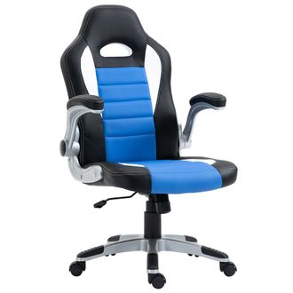HOMCOM Gaming Chair PU Leather Office Chair Swivel Chair w/ Tilt Function - Blue | TJ Hughes