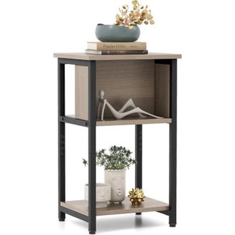 Costway Table de Chevet, Table dAppoint Compacte 3 Niveaux, 2 Compartiments, Table de Nuit Étroite pour Petits Espaces, Chambre à Coucher, Salon, 34