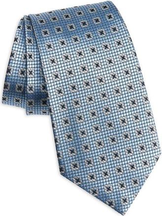 Ermenegildo Zegna Geometric Silk Tie in Br Blu Fan at Nordstrom
