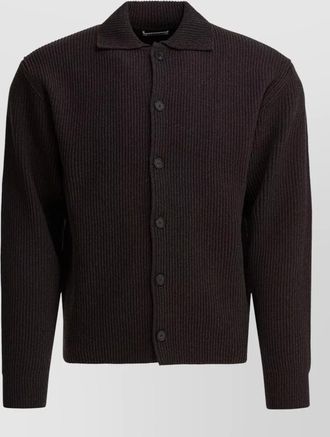 Auralee fine wool cardigan long sleeve ribbed