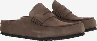 Birkenstock Unisex Loafers Naples Wrapped Brown Suede Leather