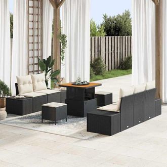 vidaXL Vidaxl - Conjunto De Sof&aacute; De Jard&iacute;n 8 Pcs Negro, Crema 80 X 80 X 71 Cm