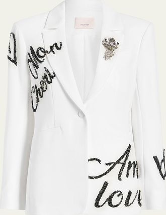 Cinq &agrave; Sept Crushed Sequin Loveletter Karlie Blazer