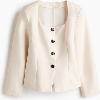 H&M Blazer mit Karree-Ausschnitt - Beige