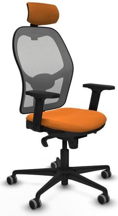 Piqueras y Crespo Piqueras Y Crespo - Jorquera Sincro Malla Gris Similpiel Naranja Brazos 2d Base Nailon Cabecero 2d Ruedas 65mm Engomada