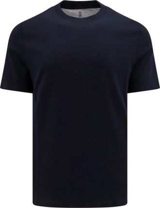 Brunello Cucinelli Blauwe T-shirts en Polos met korte mouwen - Heren - T-shirts - Blauw - S - Katoen - Tops
