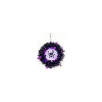 OEM Corona De Halloween Para Puerta Con Luces, Corona Decorativa De Ara&ntilde;a De Halloween Con Luces Moradas, Decoraciones De Halloween Para Exteriores, Inter