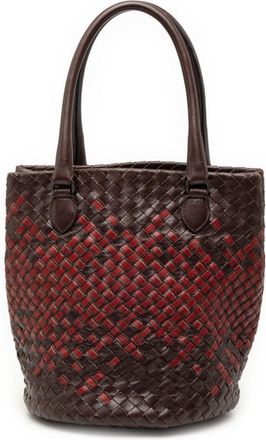 Bottega Veneta Brown Red Color Leather Handbag Tote Bag (Pre-Owned)
