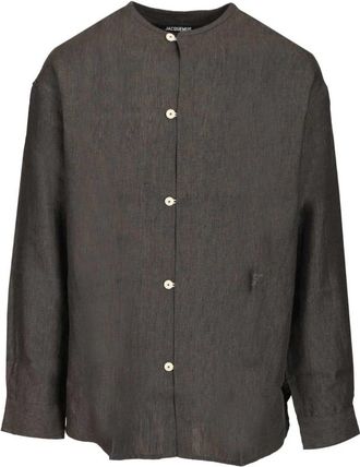 Jacquemus Kraagloos Shirt - Heren - Casual Overhemden - Grijs - L - Linnen - Overhemden