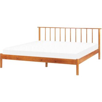 Beliani Cama Con Somier De Madera De Pino Clara Moderno Cabecero De Listones 180 X 200 Cm Barret Ii