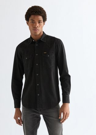 Wrangler Langarmhemd WRANGLER WESTERN SHIRT, Herren, Gr. XXL, N-Gr, rinse_schwarz, Web, Obermaterial: 100% Baumwolle, regular fit normal, &Auml;rmel mit &Auml;rmelschlit