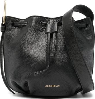 Coccinelle Malory leren bucket-tas met trekkoord - Zwart